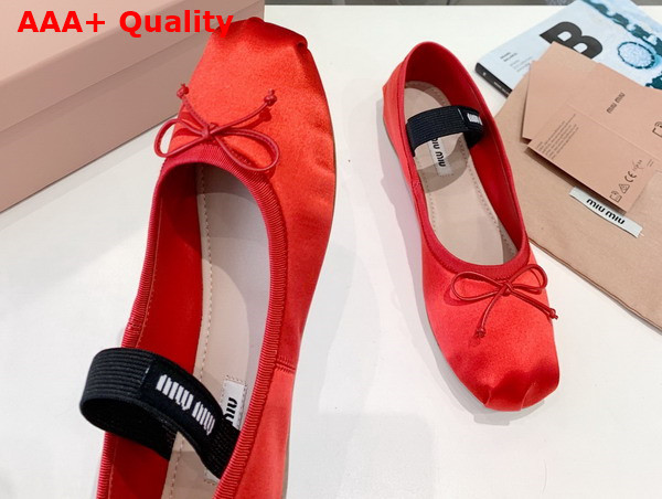 Miu Miu Satin Ballerinas in Red 5F794D Replica