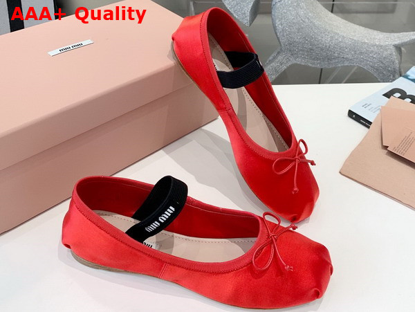 Miu Miu Satin Ballerinas in Red 5F794D Replica