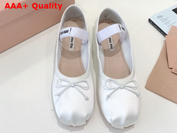 Miu Miu Satin Ballerinas in White 5F794D Replica