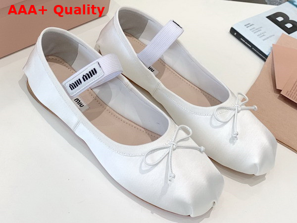 Miu Miu Satin Ballerinas in White 5F794D Replica