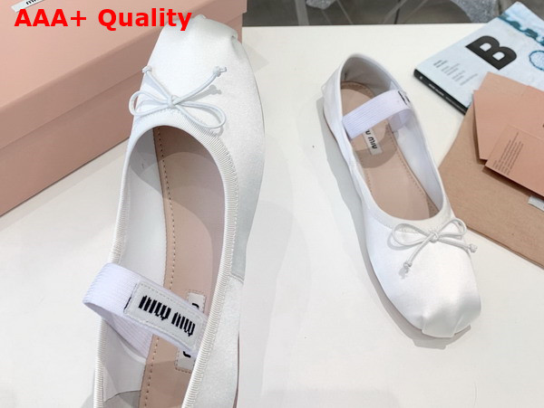 Miu Miu Satin Ballerinas in White 5F794D Replica