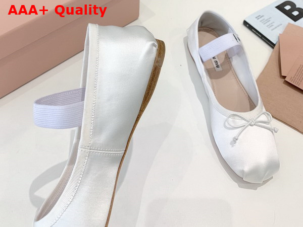 Miu Miu Satin Ballerinas in White 5F794D Replica