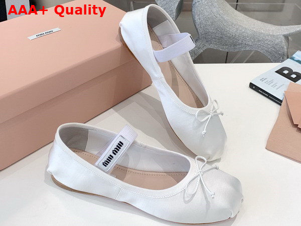 Miu Miu Satin Ballerinas in White 5F794D Replica