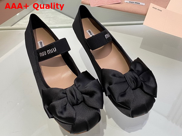 Miu Miu Satin Bow Ballerinas in Black Replica