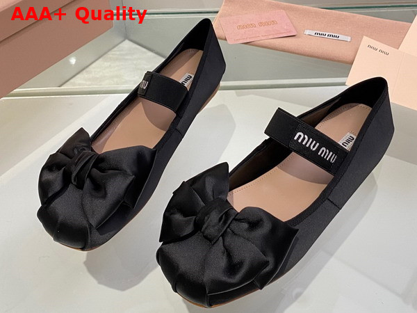 Miu Miu Satin Bow Ballerinas in Black Replica