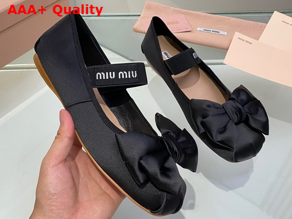 Miu Miu Satin Bow Ballerinas in Black Replica