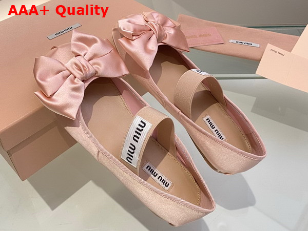 Miu Miu Satin Bow Ballerinas in Orchid Pink Replica