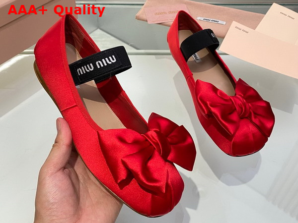 Miu Miu Satin Bow Ballerinas in Red Replica