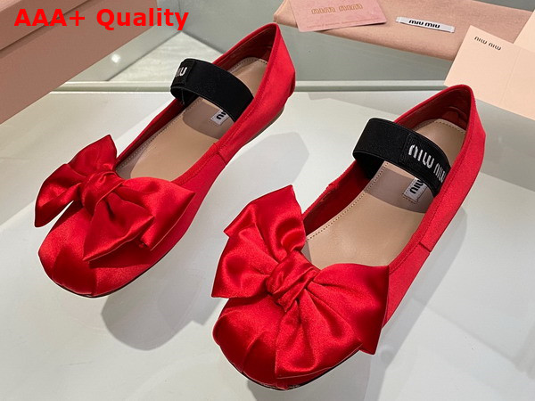 Miu Miu Satin Bow Ballerinas in Red Replica