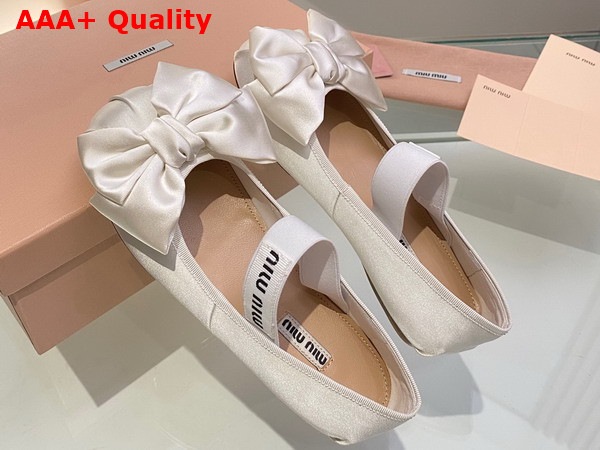 Miu Miu Satin Bow Ballerinas in White Replica