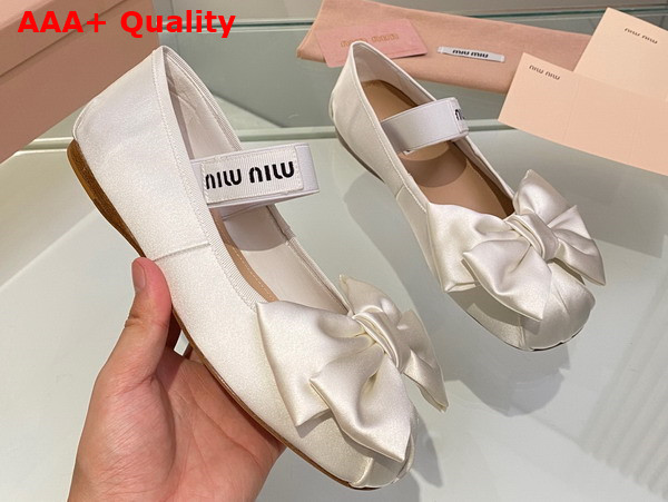 Miu Miu Satin Bow Ballerinas in White Replica