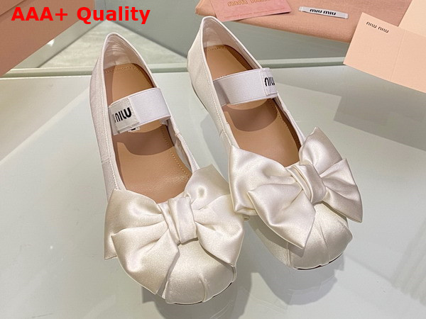 Miu Miu Satin Bow Ballerinas in White Replica