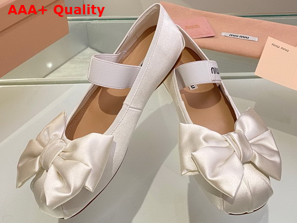 Miu Miu Satin Bow Ballerinas in White Replica