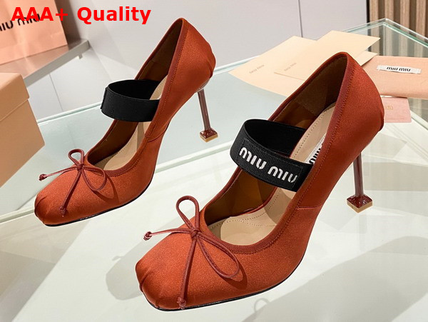 Miu Miu Satin Pumps in Cocoa Brown 5I793D Replica