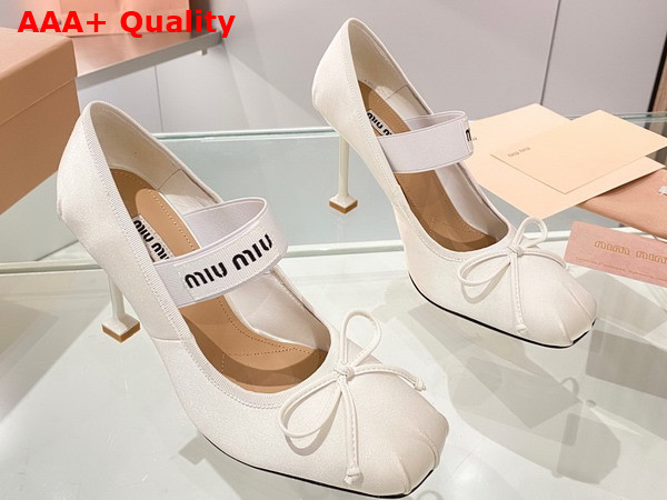 Miu Miu Satin Pumps in White 5I793D Replica