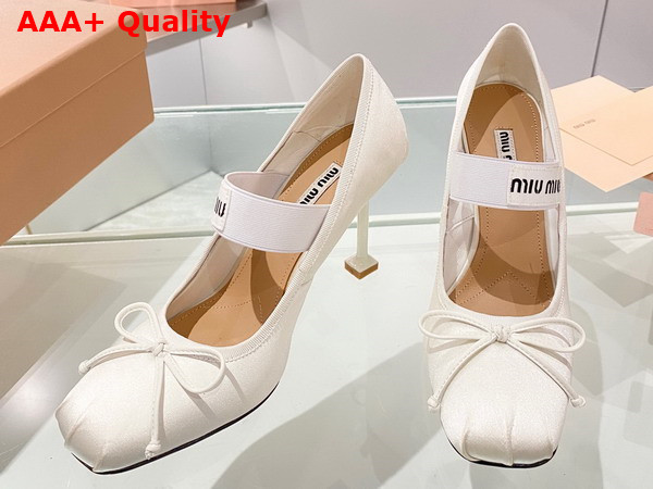 Miu Miu Satin Pumps in White 5I793D Replica