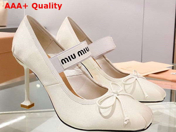 Miu Miu Satin Pumps in White 5I793D Replica