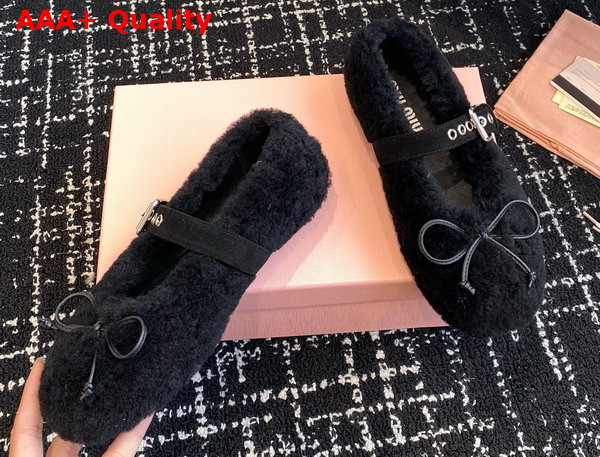 Miu Miu Shearling Ballerinas in Black 5F272E Replica