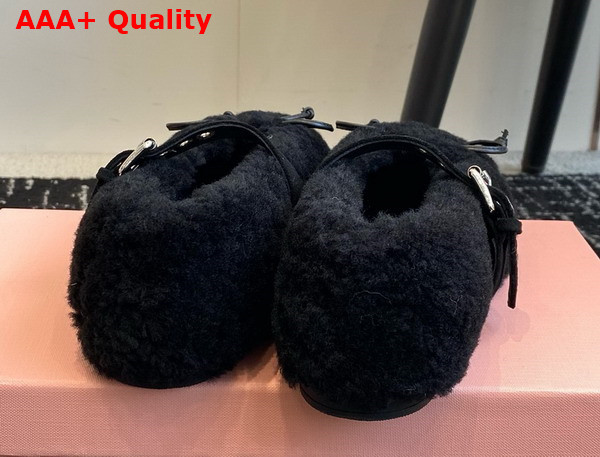 Miu Miu Shearling Ballerinas in Black 5F272E Replica