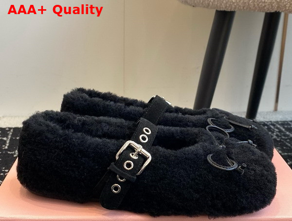 Miu Miu Shearling Ballerinas in Black 5F272E Replica