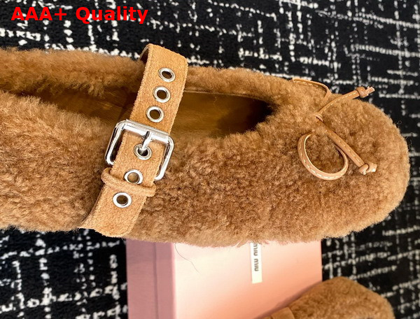 Miu Miu Shearling Ballerinas in Brown 5F272E Replica