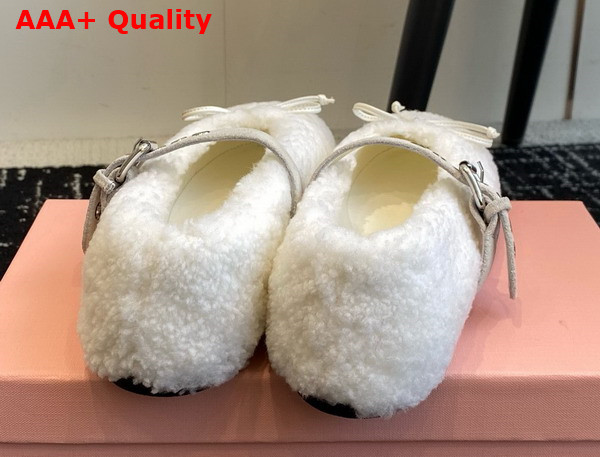 Miu Miu Shearling Ballerinas in Natural 5F272E Replica