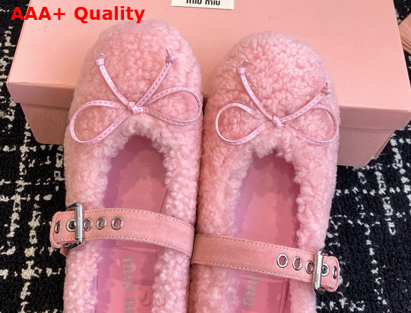 Miu Miu Shearling Ballerinas in Pink 5F272E Replica