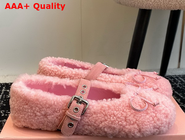 Miu Miu Shearling Ballerinas in Pink 5F272E Replica