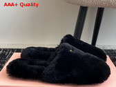 Miu Miu Shearling Slippers in Black Replica