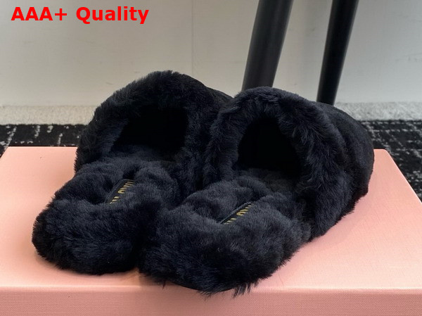 Miu Miu Shearling Slippers in Black Replica