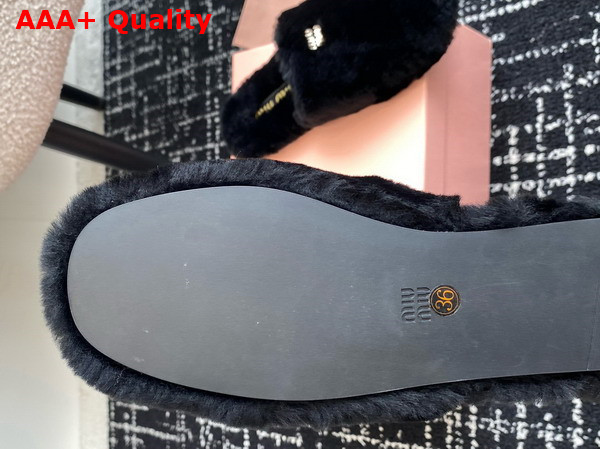 Miu Miu Shearling Slippers in Black Replica