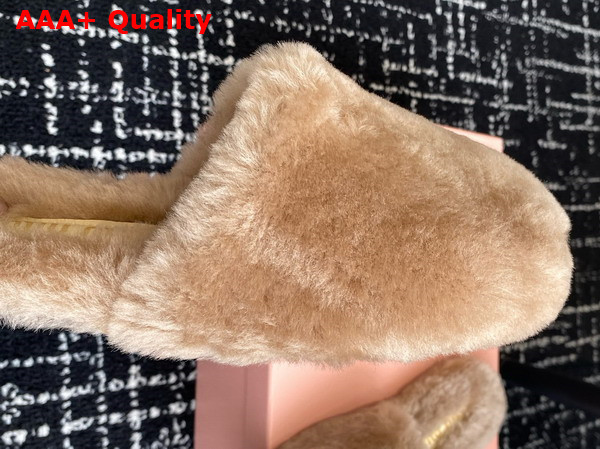 Miu Miu Shearling Slippers in Caramel Replica