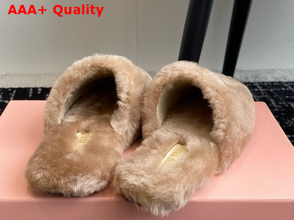 Miu Miu Shearling Slippers in Caramel Replica