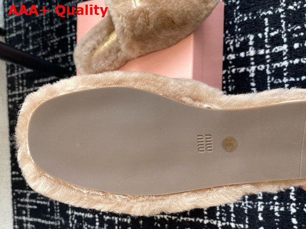 Miu Miu Shearling Slippers in Caramel Replica