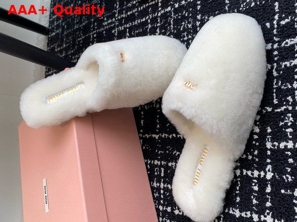 Miu Miu Shearling Slippers in White Replica