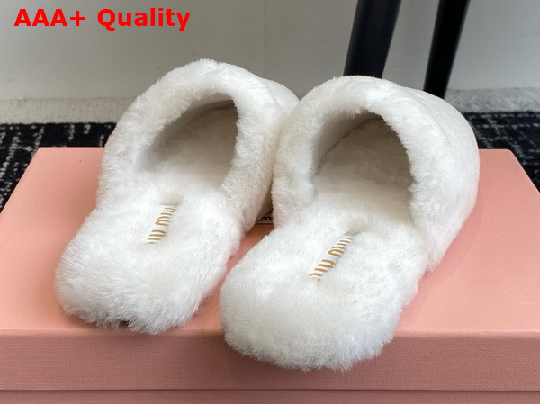 Miu Miu Shearling Slippers in White Replica