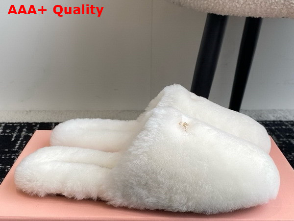 Miu Miu Shearling Slippers in White Replica