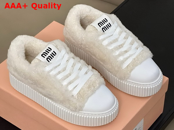 Miu Miu Shearling Sneakers in White 5E988D Replica