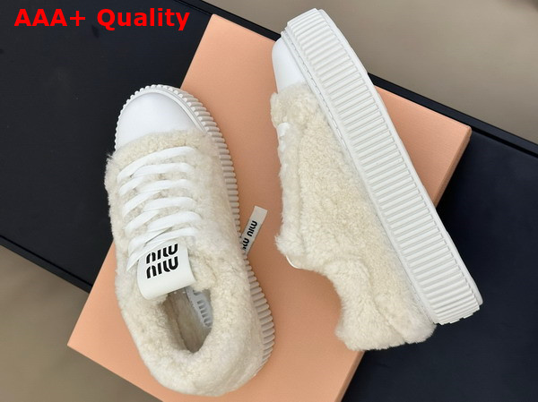 Miu Miu Shearling Sneakers in White 5E988D Replica