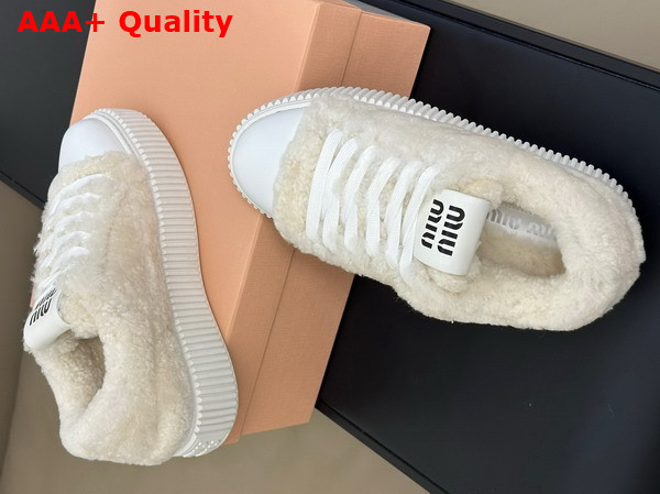 Miu Miu Shearling Sneakers in White 5E988D Replica