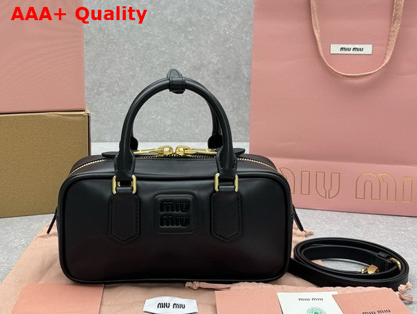 Miu Miu Small Arcadie Leather Bag in Black 5BB142 Replica