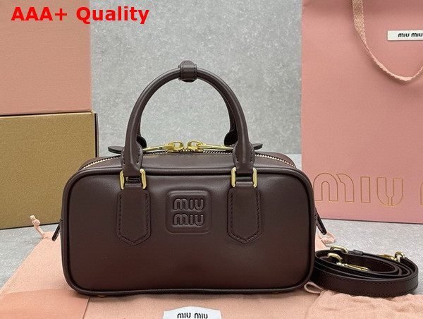 Miu Miu Small Arcadie Leather Bag in Briarwood 5BB142 Replica