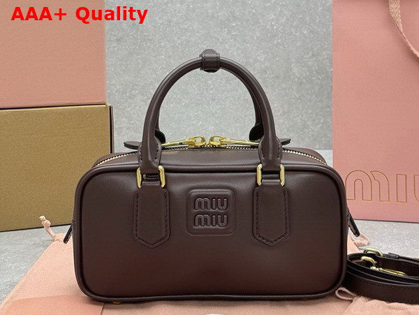 Miu Miu Small Arcadie Leather Bag in Briarwood 5BB142 Replica