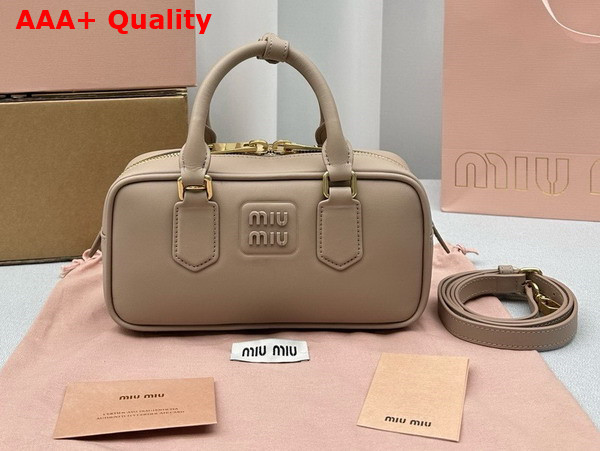 Miu Miu Small Arcadie Leather Bag in Cameo 5BB142 Replica