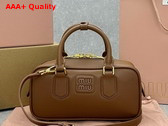 Miu Miu Small Arcadie Leather Bag in Cognac 5BB142 Replica