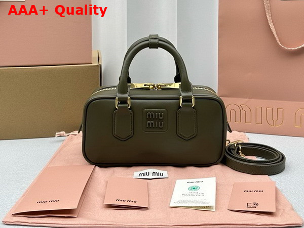 Miu Miu Small Arcadie Leather Bag in Dark Green 5BB142 Replica