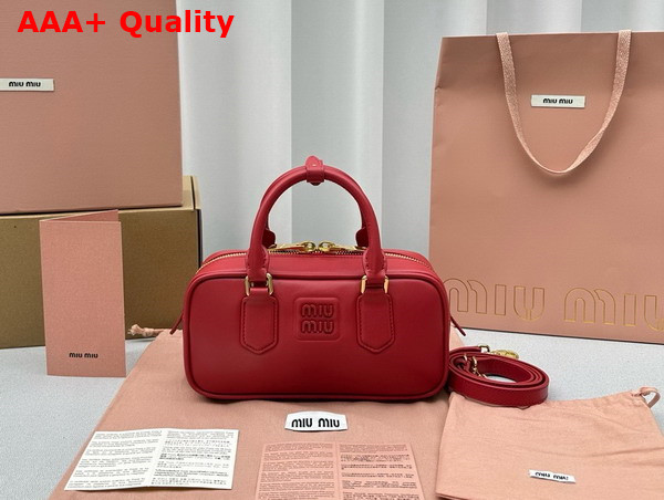 Miu Miu Small Arcadie Leather Bag in Red 5BB142 Replica