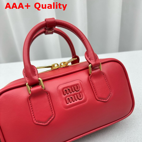 Miu Miu Small Arcadie Leather Bag in Red 5BB142 Replica