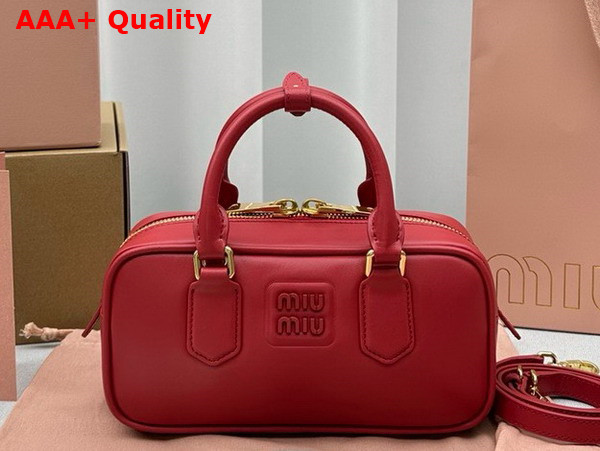 Miu Miu Small Arcadie Leather Bag in Red 5BB142 Replica