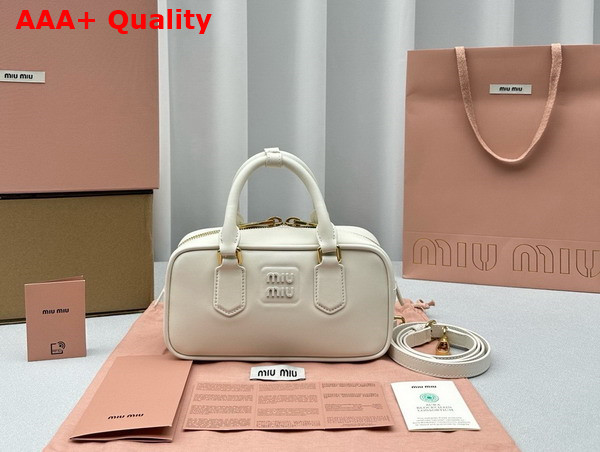 Miu Miu Small Arcadie Leather Bag in White 5BB142 Replica